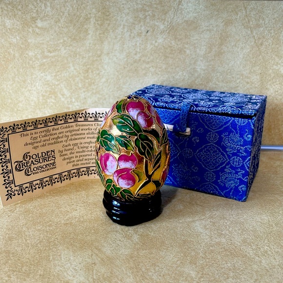 Golden Treasures Cloisonné Collectable Decorative Egg With Stand Box Certificate - Picture 2 of 8